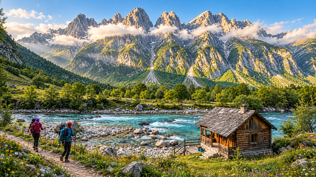 Sunlit Albanian Alps River Valbona Travel Guide